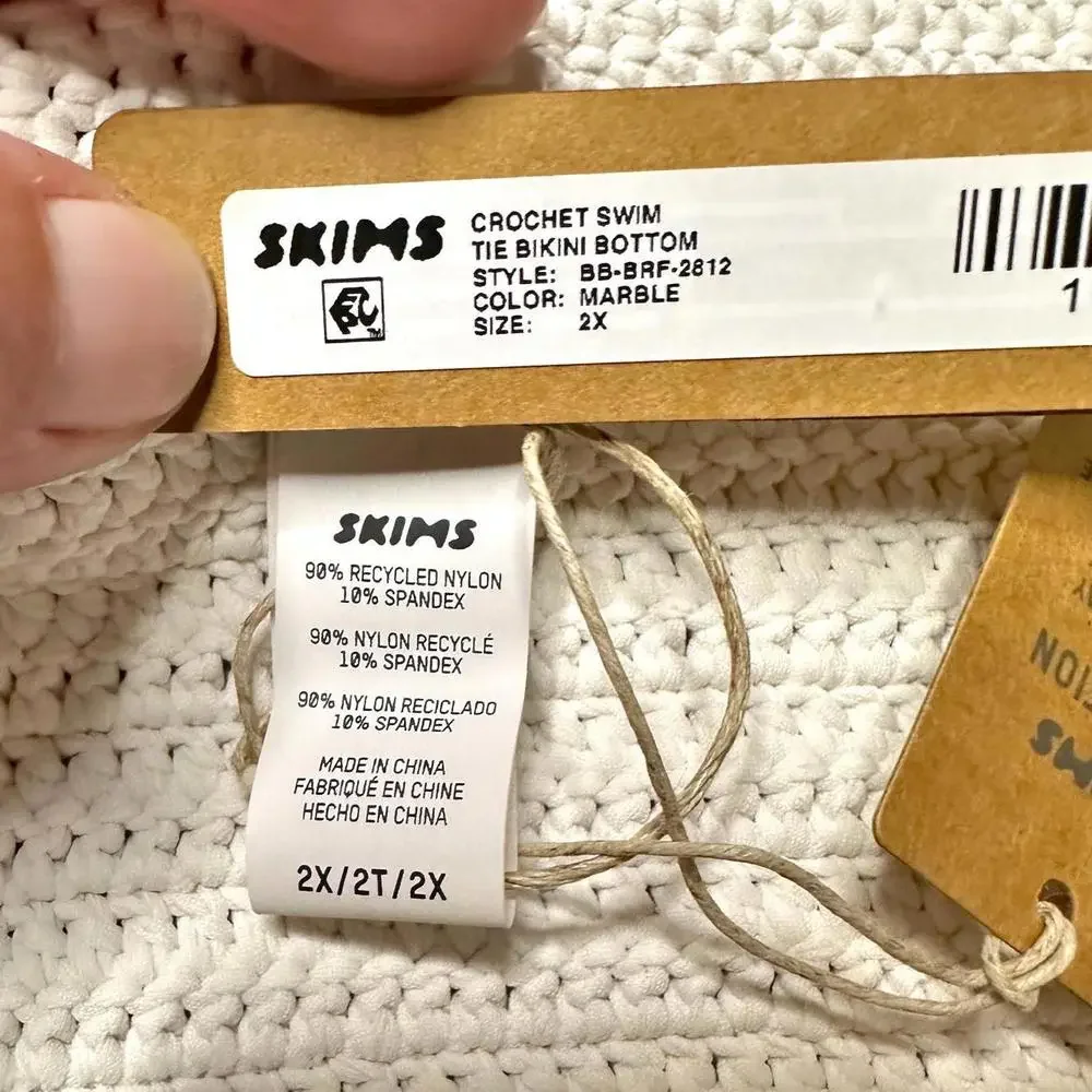 NWT Skims Crochet Swim Tie Bikini Bottoms Marble Women’s 2X